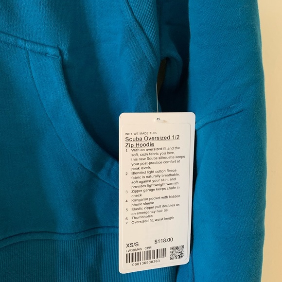 lululemon Scuba Oversized Half-Zip Hoodie in Capri Teal Blue Size XS/S New NWT - Picture 2 of 16